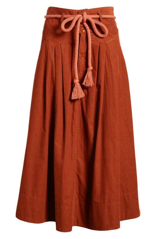 The Great The Field Cotton Corduroy Midi Skirt In Strawberry Jam