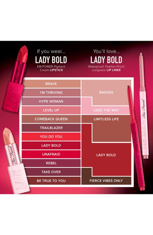 Too Faced Lady Bold Cream Lipstick In Lady Bold Reform