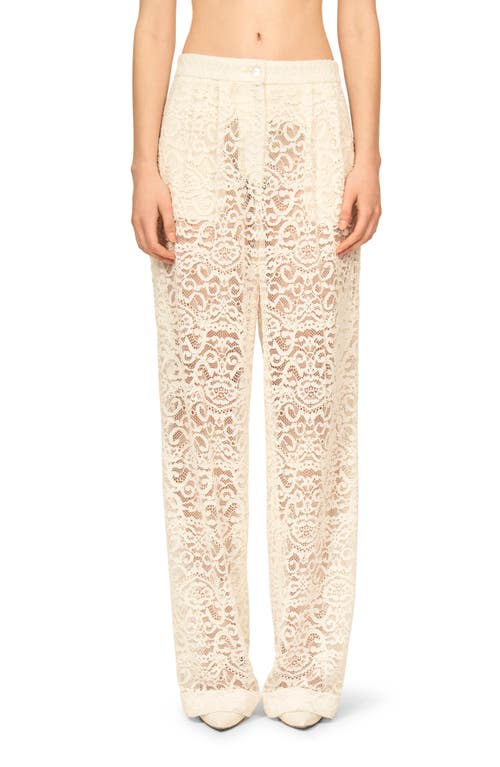 Interior The Gertude Sheer Cotton Blend Lace Pants Ivory at Nordstrom,