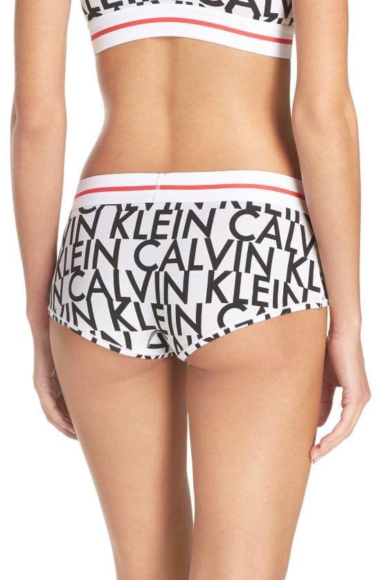 Shop Calvin Klein 'modern' Logo Panties In White Logo Print