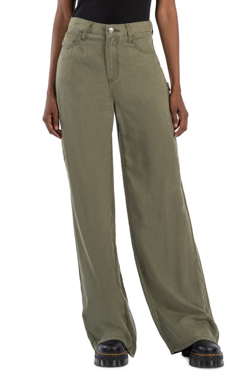 Shop Kut From The Kloth Meg High Waist Wide Leg Cargo Pants In Olive