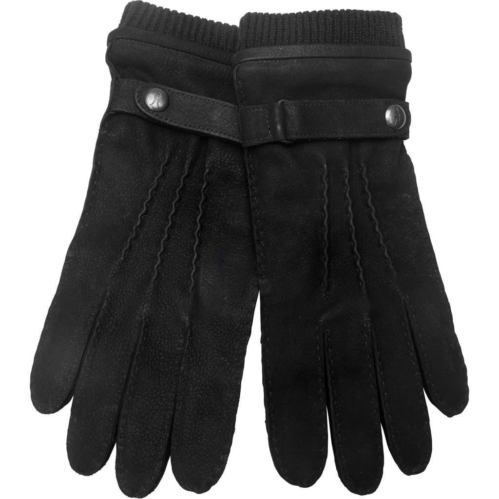 Allsaints Handstitched Leather Gloves In Black/matte Black
