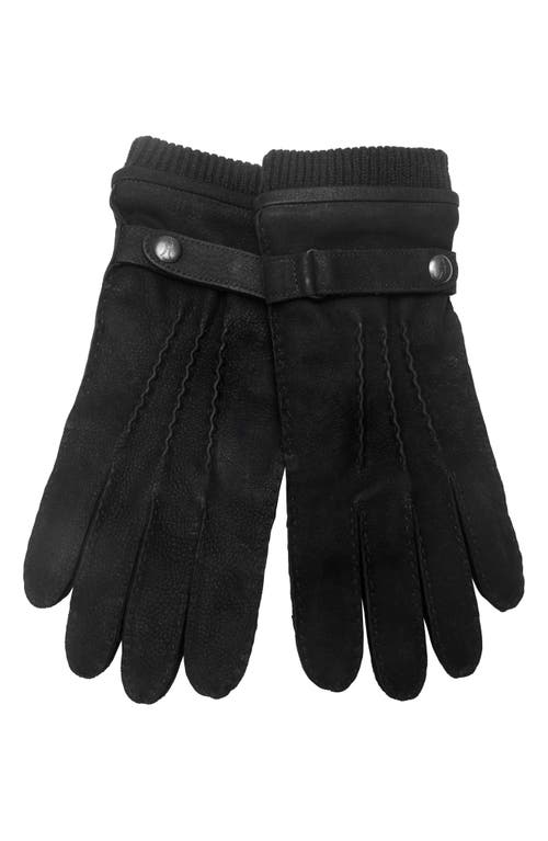 AllSaints Handstitched Leather Gloves in Black/Matte Black at Nordstrom, Size Small