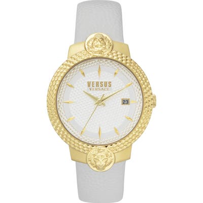Versus Versace Mouffetard Leather Strap Watch,