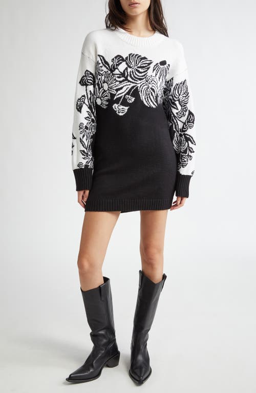 Shop Farm Rio Long Sleeve Sweater Dress In Surreal Garden Black