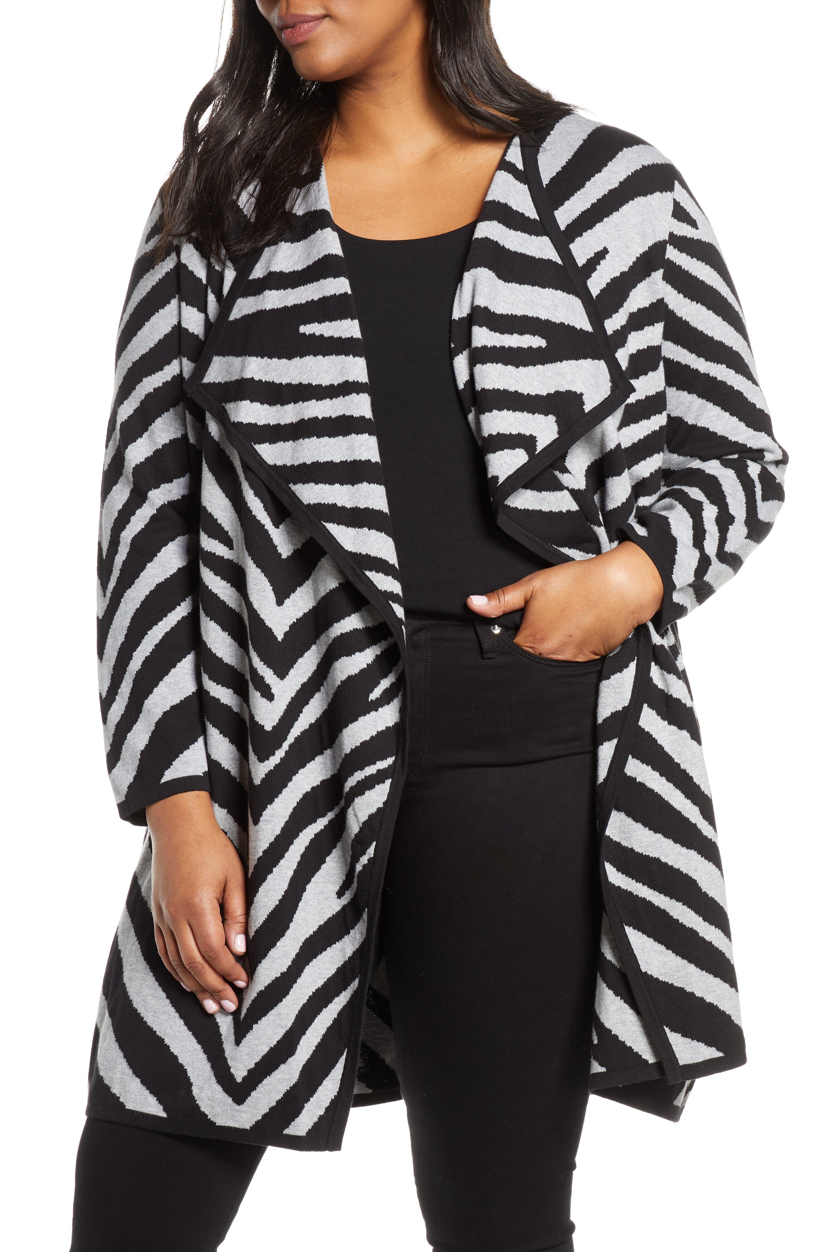 vince camuto zebra cardigan