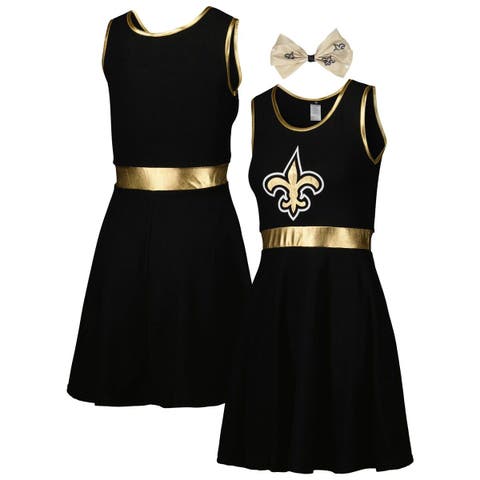 Women's Saints Black & Gold Game Day Sequin Jersey Party Dress