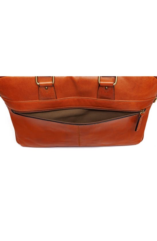 Shop Bosca Italia Stringer Leather Briefcase In Amber