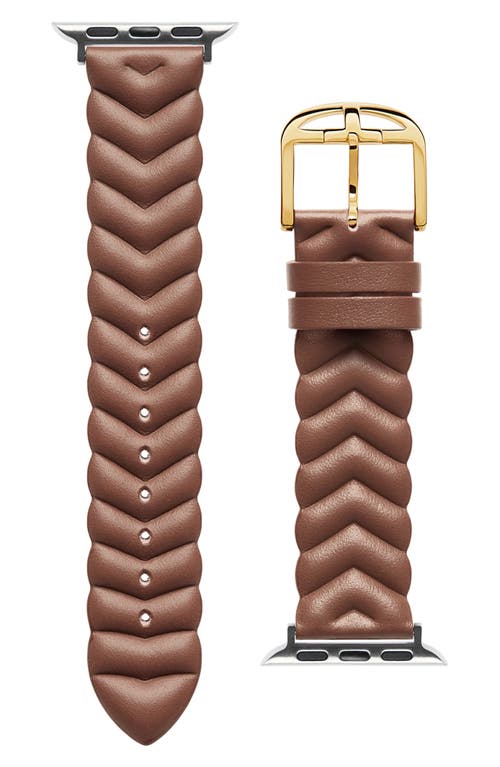 Ted Baker London Chevron Leather 20mm Apple Watch® Watchband in Tan
