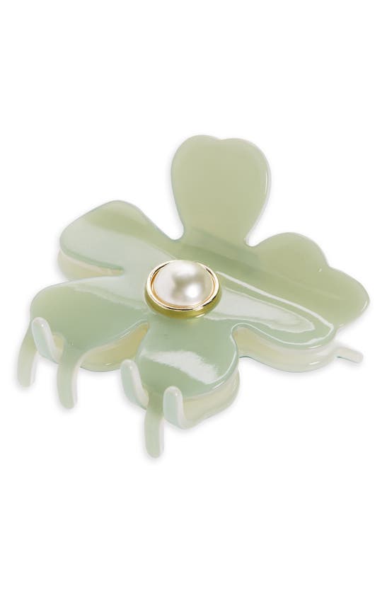 Shop Lele Sadoughi Lily Imitation Pearl Claw Clip In Sage