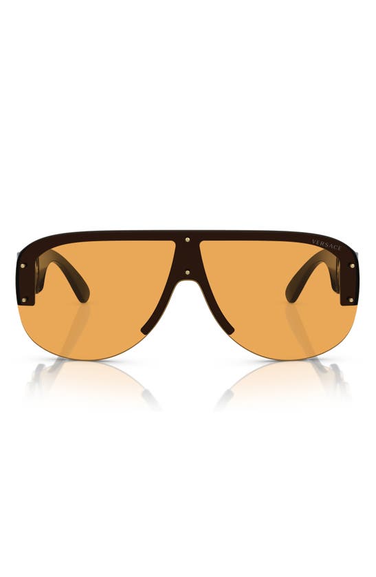 Shop Versace 148mm Shield Sunglasses In Orange