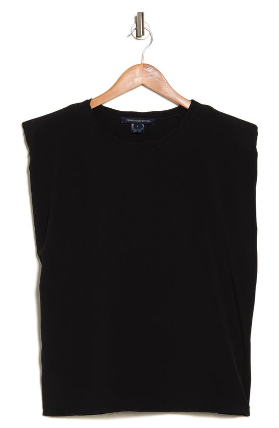 French Connection Padded Shoulder Crepe Tank In Blackout