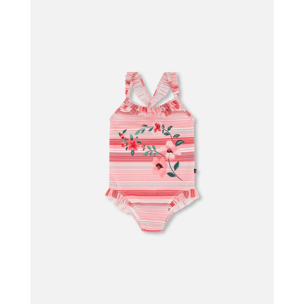 Deux Par Deux Girl's One Piece Swimsuit Multicolor Pink Stripe