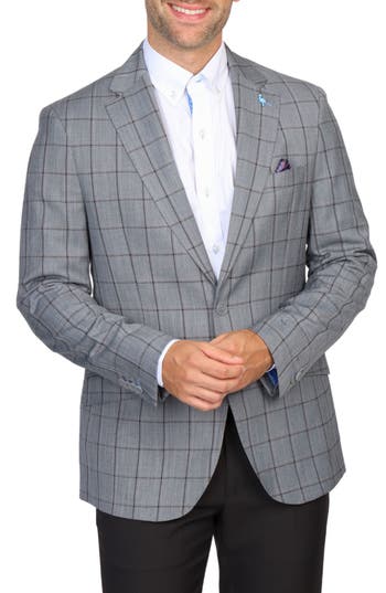 Tailorbyrd Mélange Windowpane Sport Coat In Melange Grey