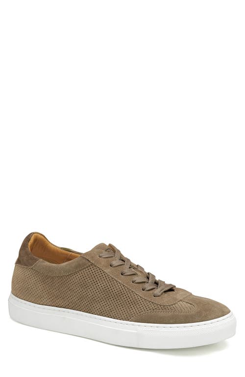 Jake Perforated Sneaker in Taupe Italian Suede