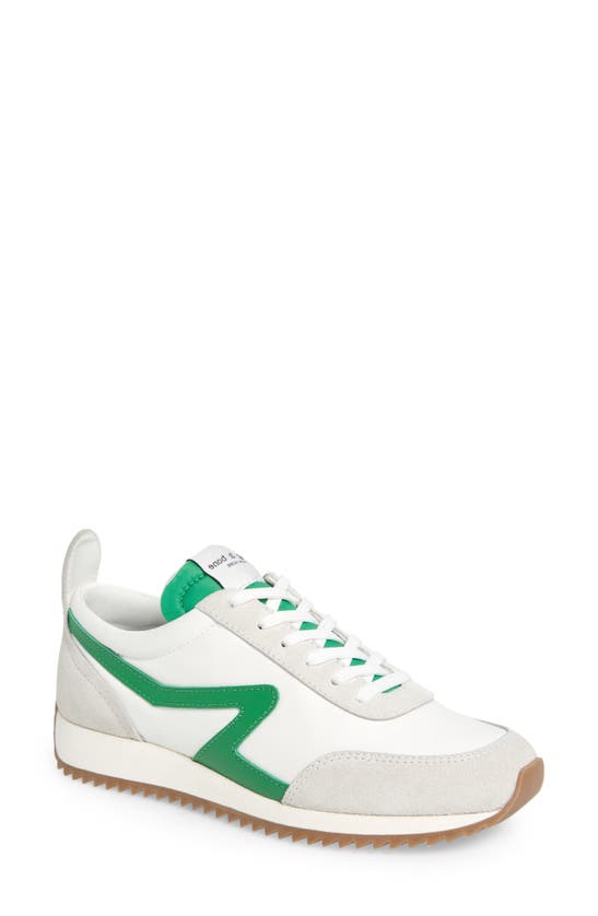 Rag & Bone Retro Runner Slim Sneaker In White Green