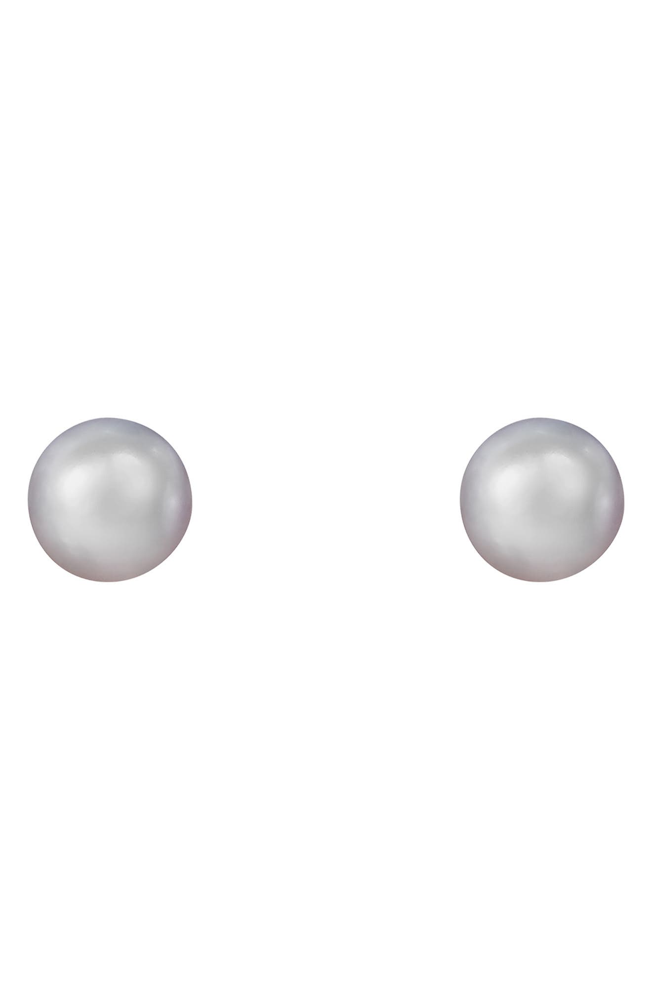 Splendid Pearls 8mm Gray Freshwater Pearl Round Stud Earrings