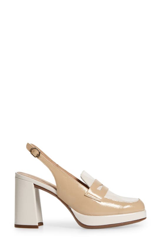 Wonders Amelia Block Heel Leather Pump In Lack Natural Off
