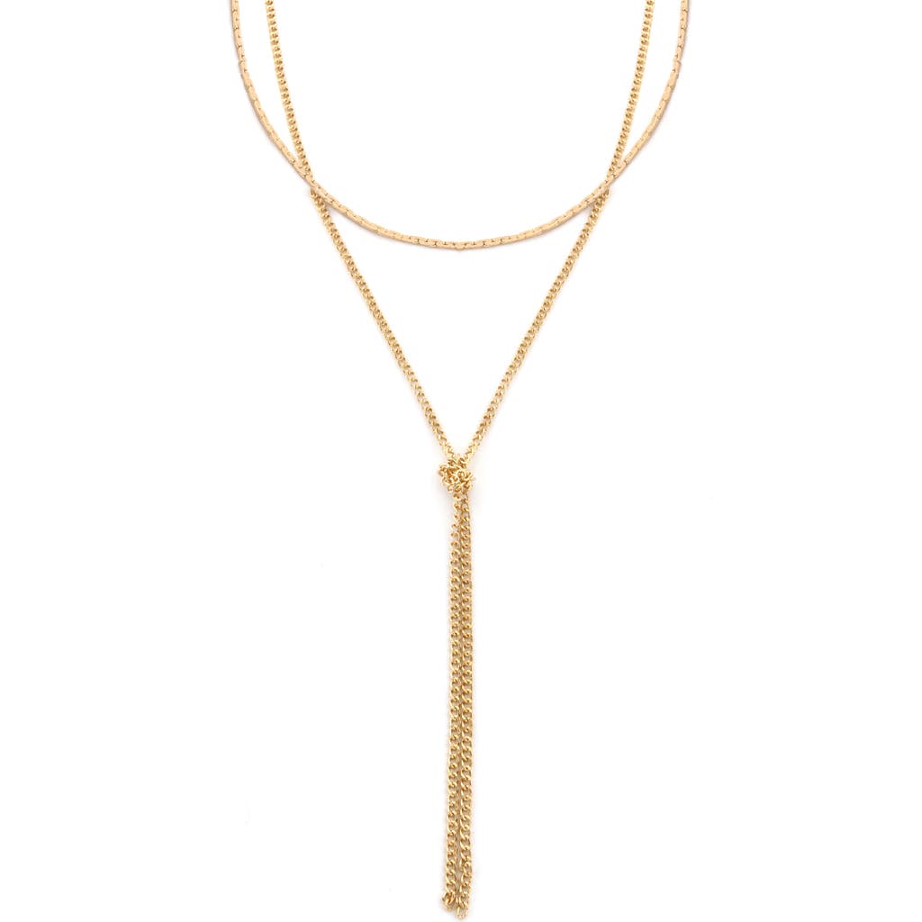 Panacea Layered Tassel Y-necklace In Gold
