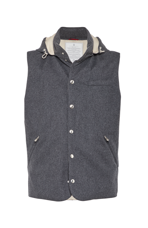 Shop Brunello Cucinelli Flannel Down Vest In Grey