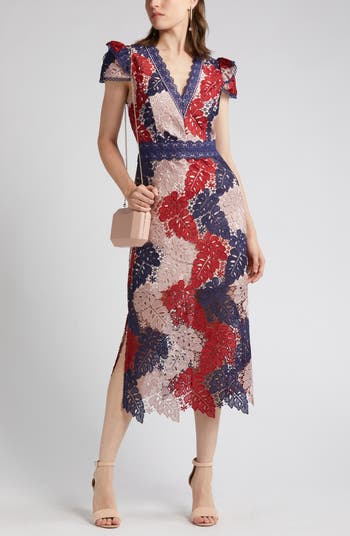 Wine lace midi on sale dress