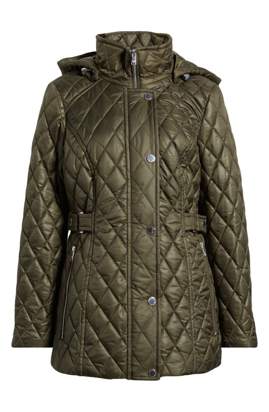Shop London Fog Quilted Water Resistant Jacket In Olive