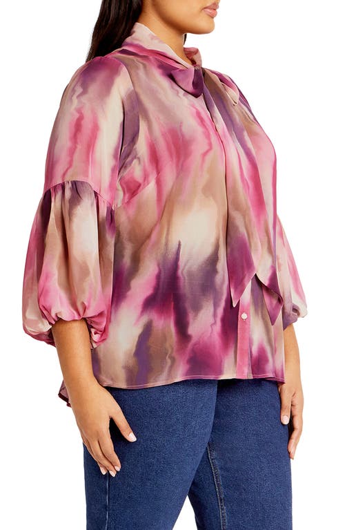 Shop City Chic Romance Semisheer Button-up Shirt In Symphony