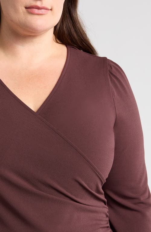 Universal Standard Balloon Sleeve Faux Wrap Crepe Jersey Top In Brulee