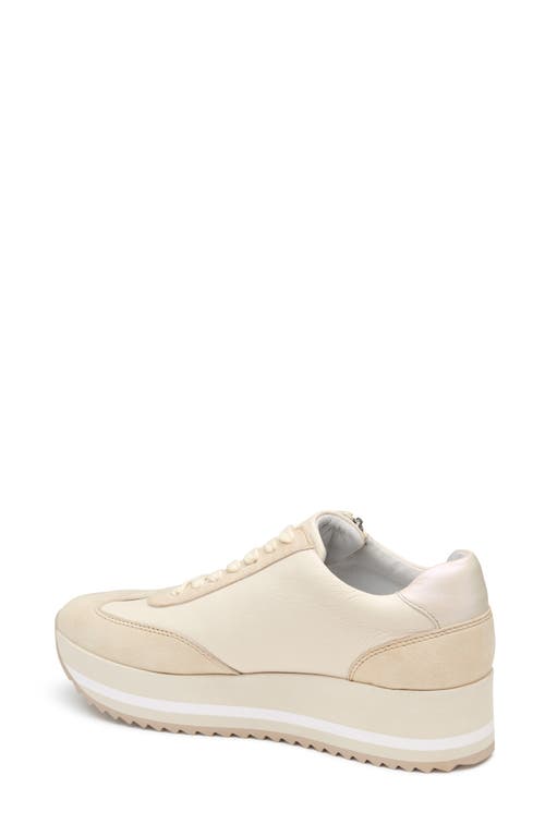 Johnston & Murphy Gracie Side Zip Sneaker In Bone Calfskin/kid Suede