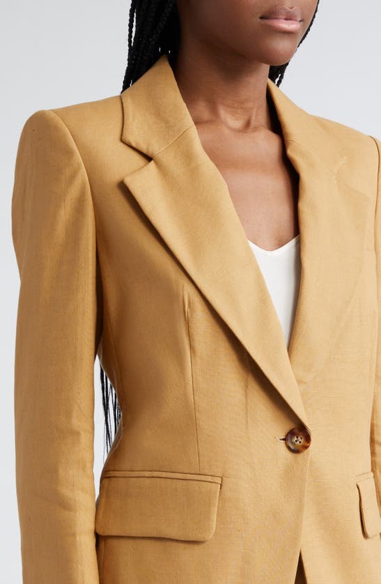 Shop Veronica Beard Hayward Linen Blend Dickey Jacket In Desert Khaki