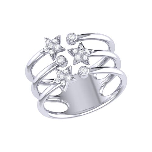 Luvmyjewelry Dazzling Star Bezel Trio Sterling Silver Diamond Ring In Silver