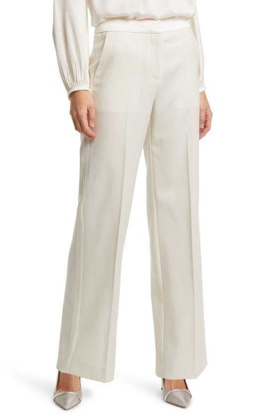 Hugo Boss Regular-fit Trousers In Responsible Wool In Soft Cream