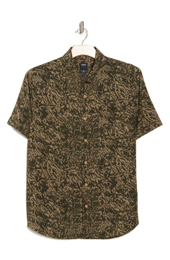 Shop Union Venice Short Sleeve Print Relaxed Fit Shirt In Canteen