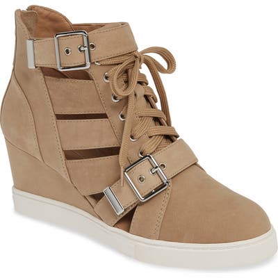 Linea Paolo Fave Cutout Wedge Sneaker- Beige