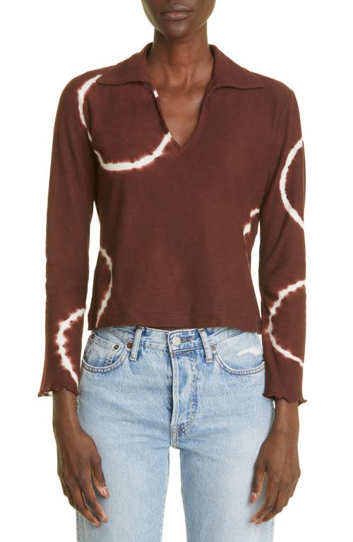 The Elder Statesman Rings Tie Dye Cashmere Top in White W/Merlot