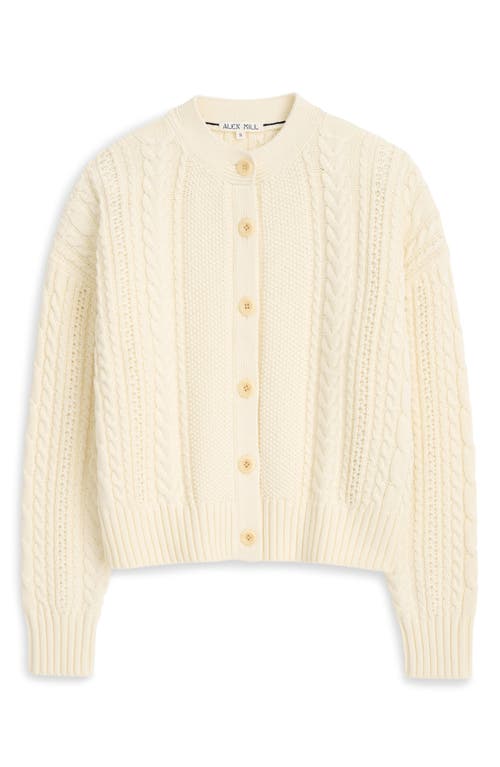 Shop Alex Mill Chunky Cable Stitch Cardigan In Ivory