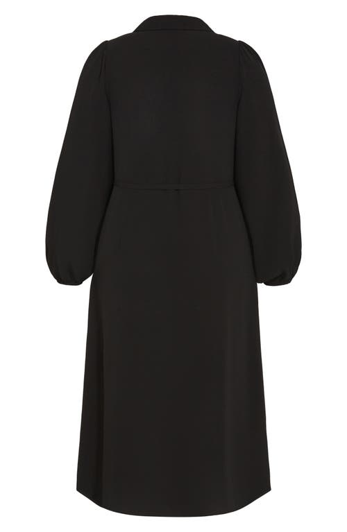 City Chic Arizona Long Sleeve Wrap Dress In Black
