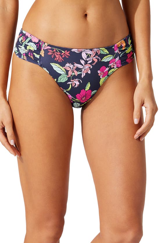 Shop Tommy Bahama Summer Floral Reversible Hipster Bikini Bottoms In Mare Navy Rev