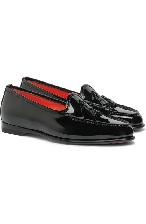 Santoni Women's Black Patent Leather Andrea Tassel Loafer In Black