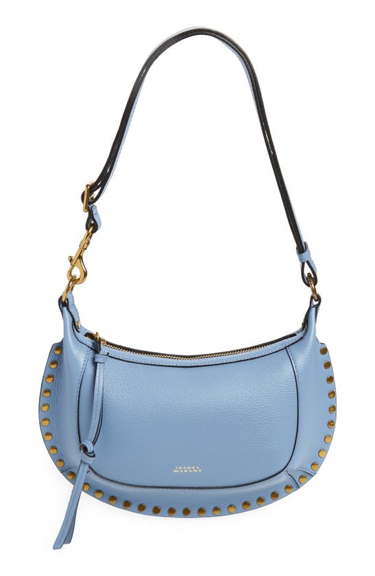 Isabel Marant Oskan Moon Leather Shoulder Bag In Faded Blue