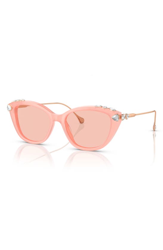 Shop Swarovski 53mm Cat Eye Sunglasses In Opal Pink