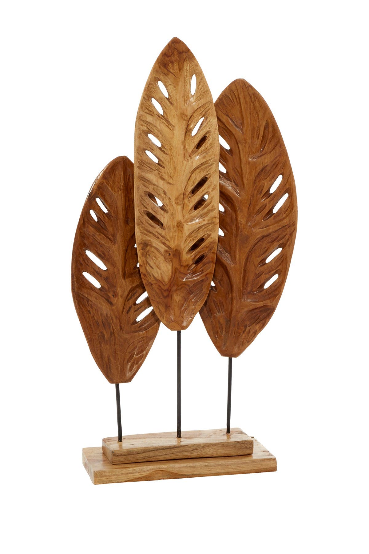 Willow Row Brown Teakwood Handmade Leaf Sculpture ModeSens