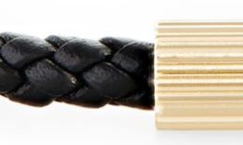 Shop Ferragamo Lighter Braided Leather Bracelet In Nero/oro