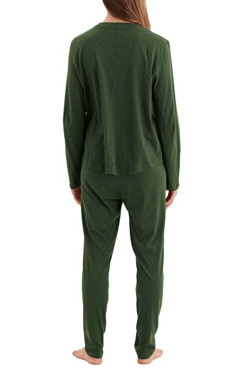 Shop Papinelle Jada Long Sleeve Cotton Pajama Top In Forest Green