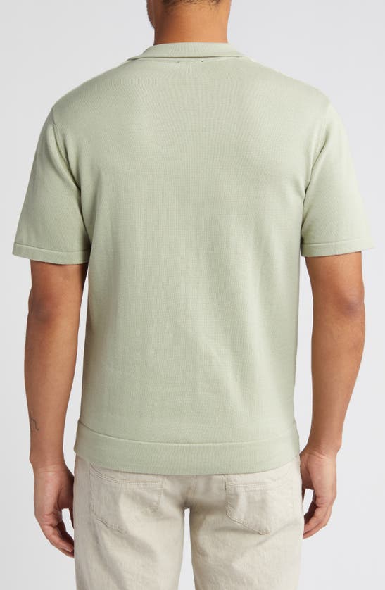 Shop Rails Silas Stripe Cotton Knit Camp Shirt In Sage Iridescent Multi