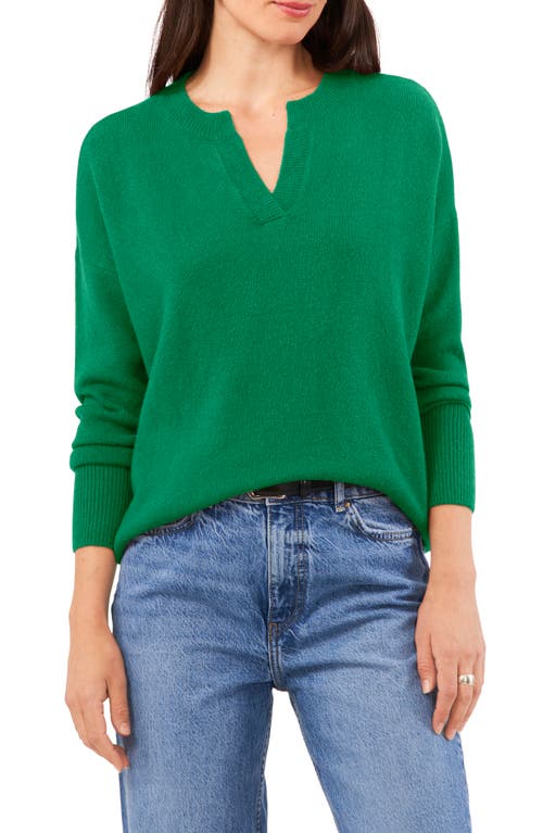 Shop Vince Camuto Drop Shoulder V-neck Sweater In Electric Green