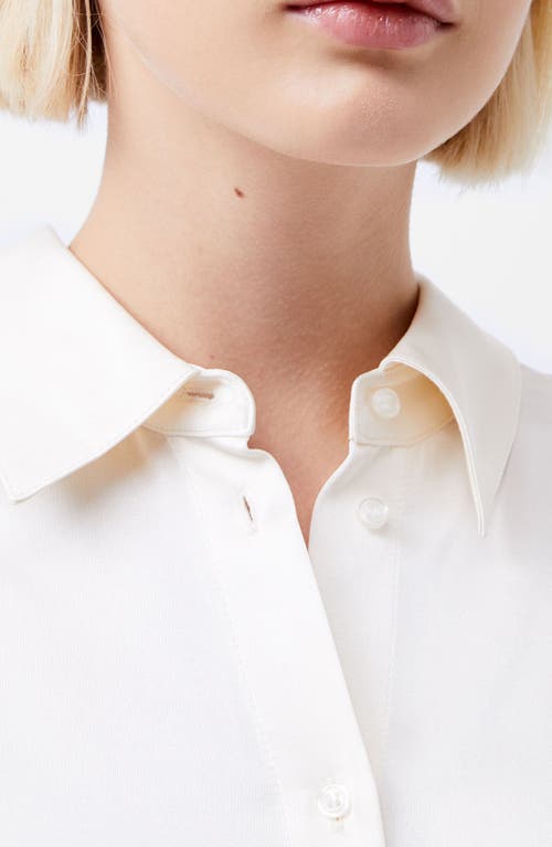 Shop French Connection Ennis Satin Button-up Shirt In Classic Cream