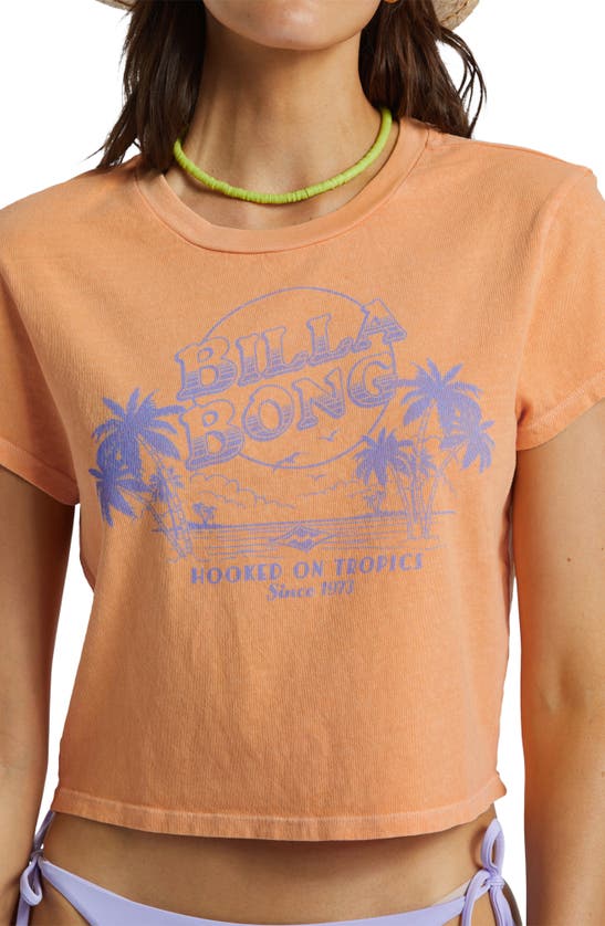 Shop Billabong Hooked On Tropics Cotton Graphic Crop T-shirt In Tangy Peach