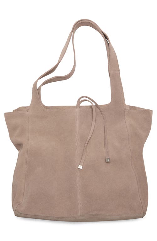 Shop Mango Suede Shopper In Sand