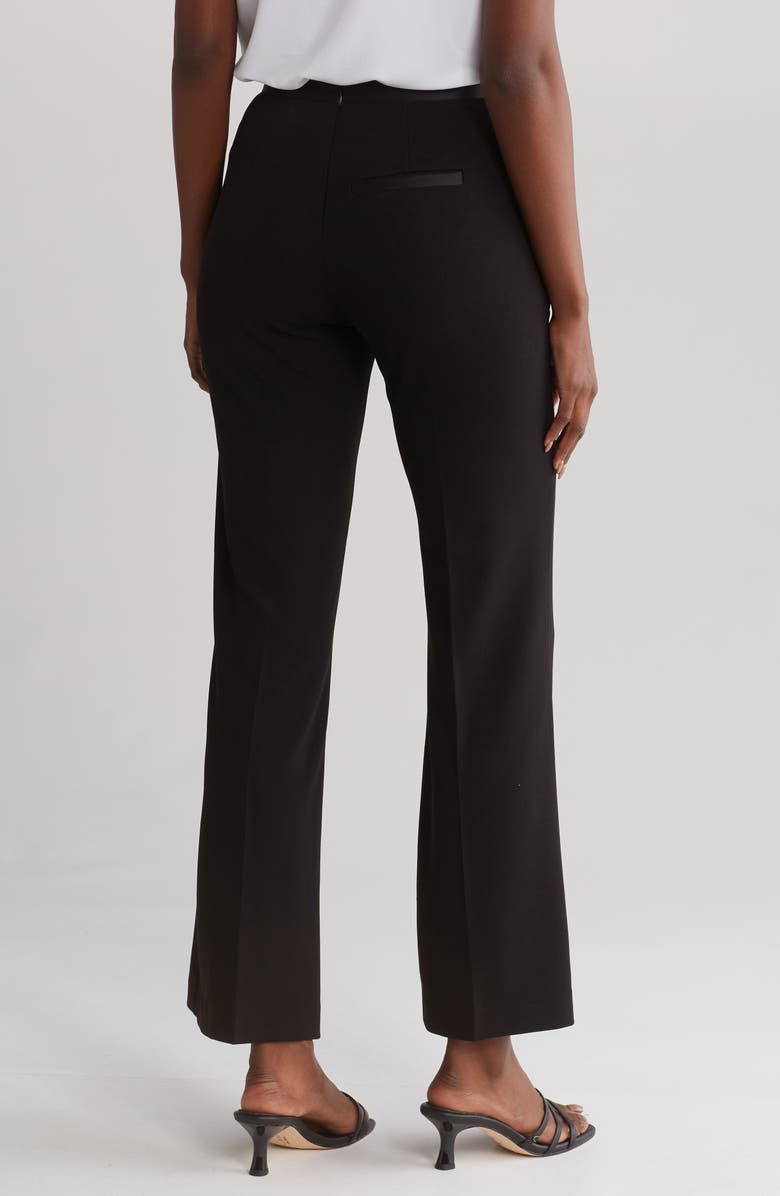 SUEDE CREPE WIDE LEG PANTS-BLACK